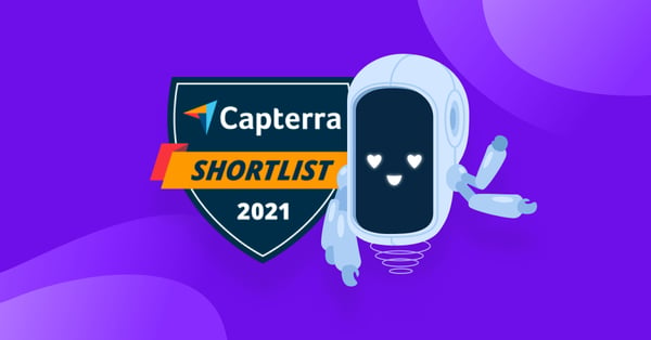 Forecast mascot Nova celebrating our listing on eleven different Capterra shortlists!