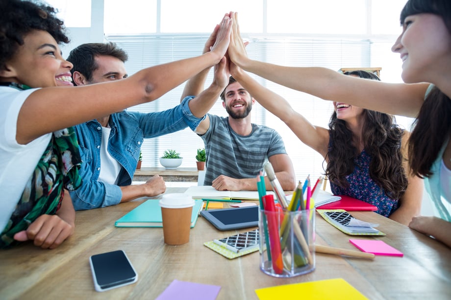 A happy team using a RACI matrix