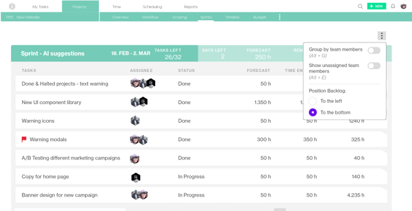 Move the backlog to suit your preferred way of working