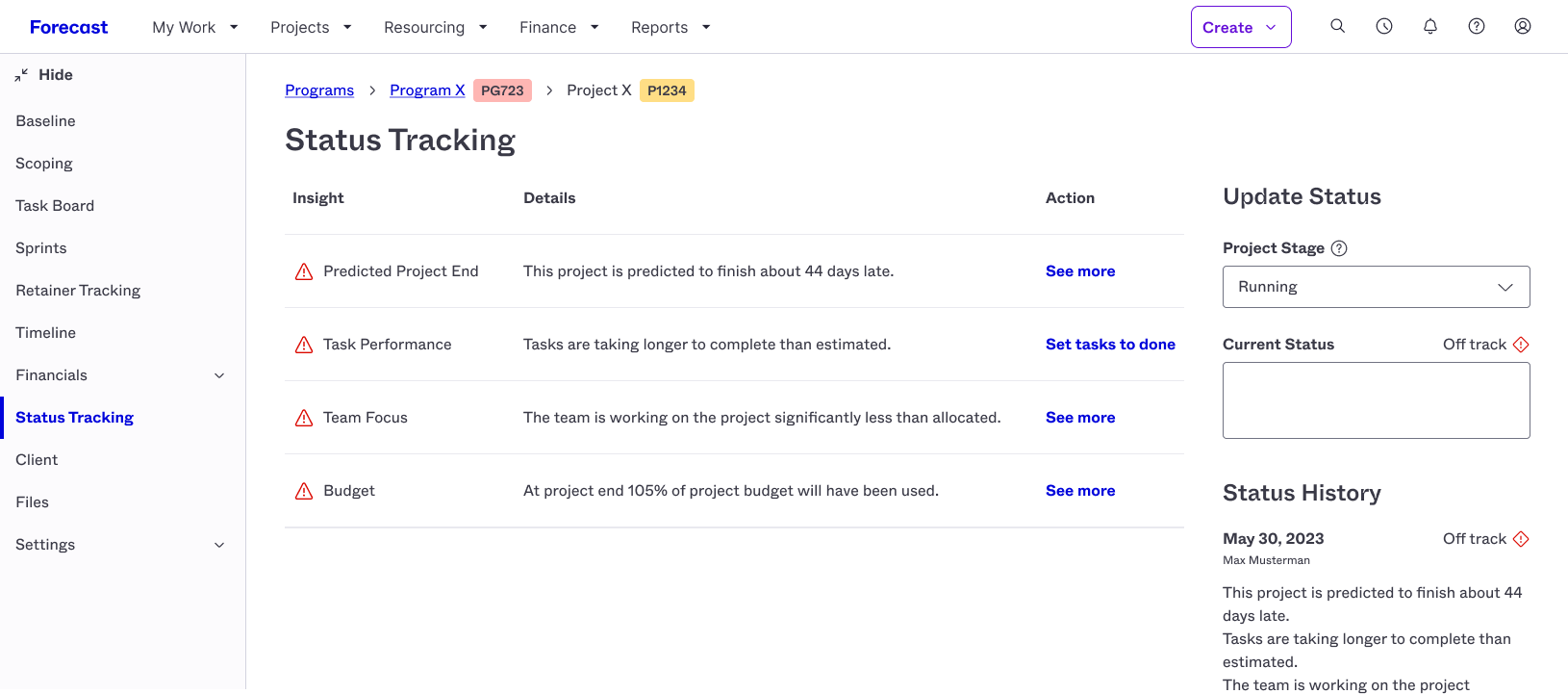 Status Tracking